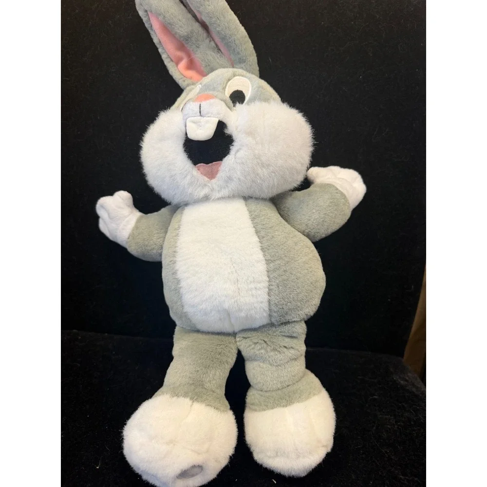 Vintage '97 Tyco Baby Looney Tunes Tickle Me Bugs Bunny Plush Toy Grey White 14